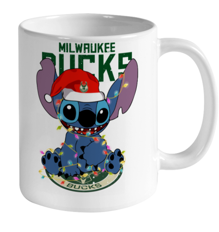 Milwaukee Bucks NBA noel stitch Basketball Christmas Ceramic Mug 11oz 2
