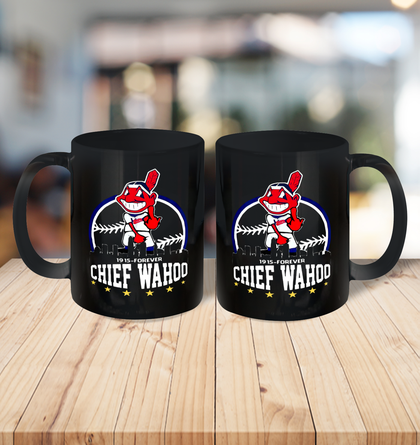 Chief Wahoo distressed Cleveland Ceramic Mug 11oz 3