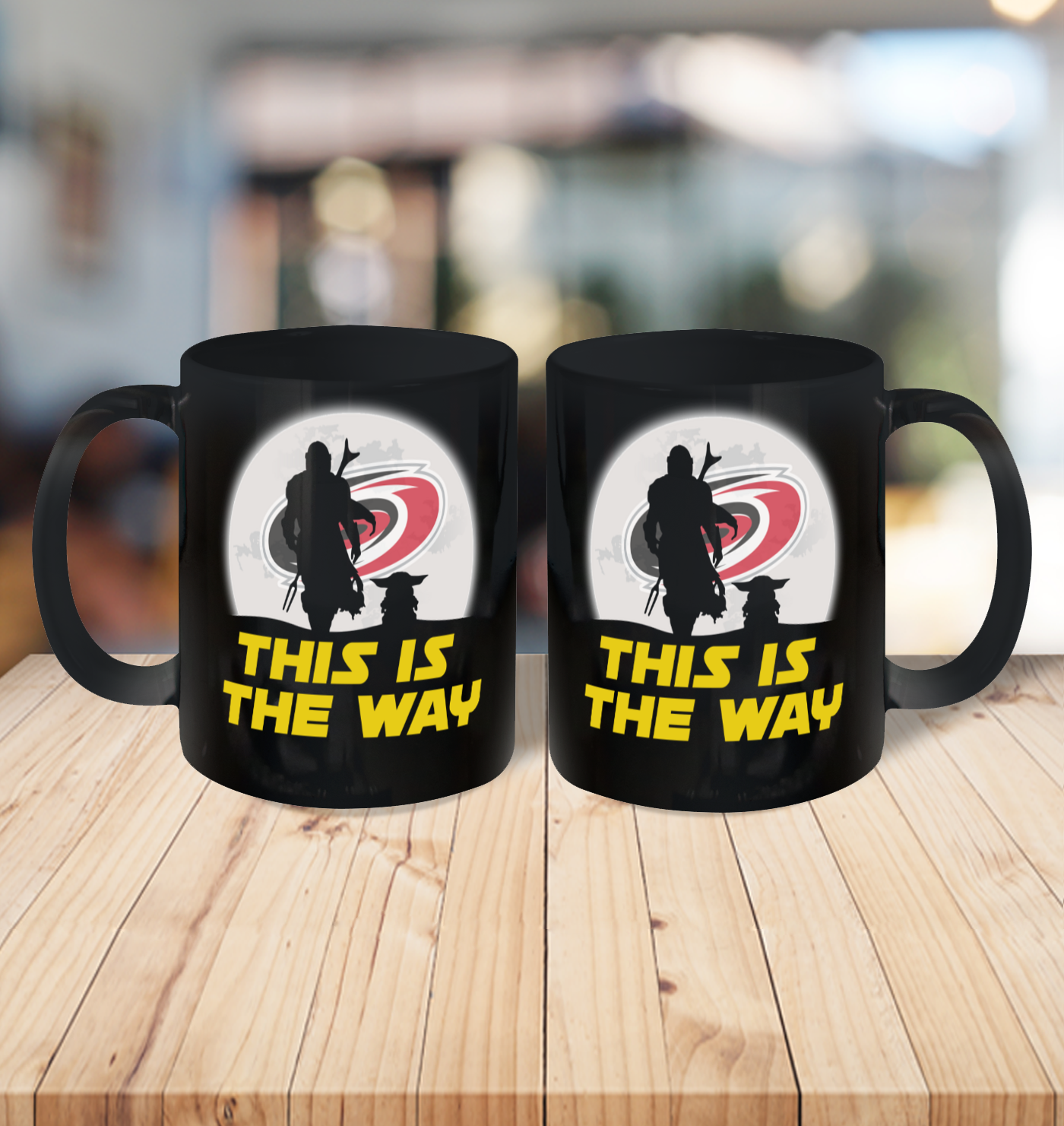 Carolina Hurricanes NHL Ice Hockey Star Wars Yoda And Mandalorian This Is The Way Ceramic Mug 11oz 3