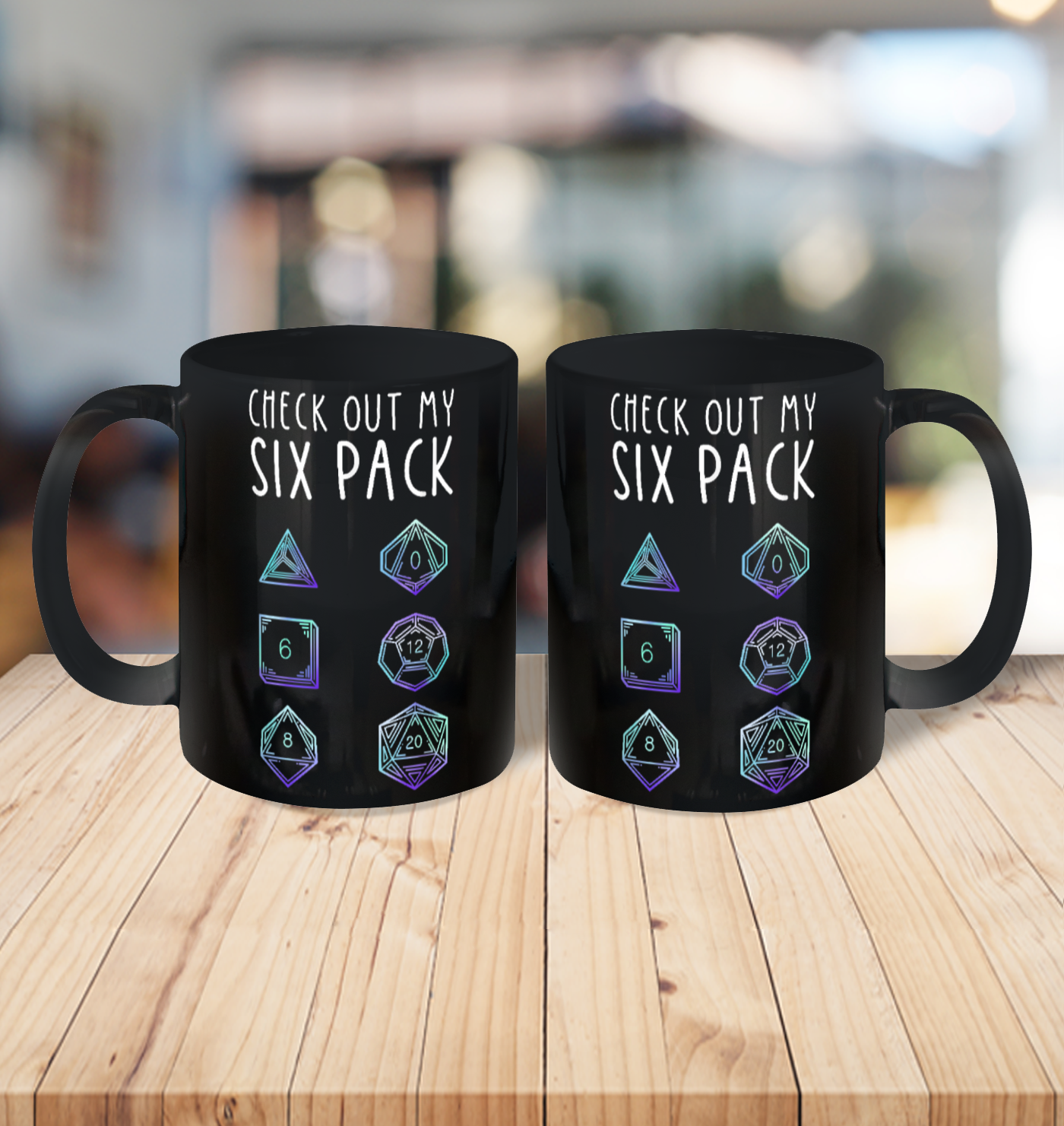 Funny Check Out My Six Pack Dice For Dragons D20 RPG Gamer Ceramic Mug 15oz 3