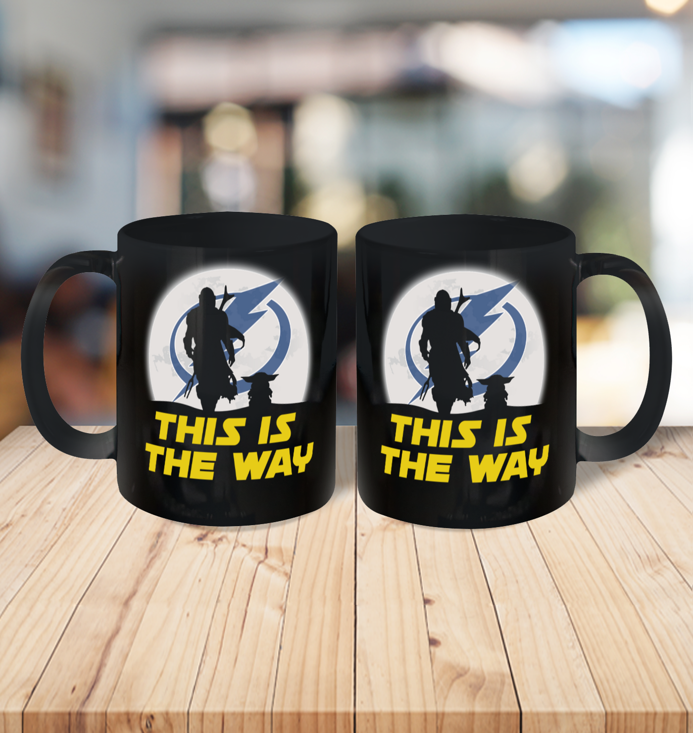 Tampa Bay Lightning NHL Ice Hockey Star Wars Yoda And Mandalorian This Is The Way Ceramic Mug 11oz 3