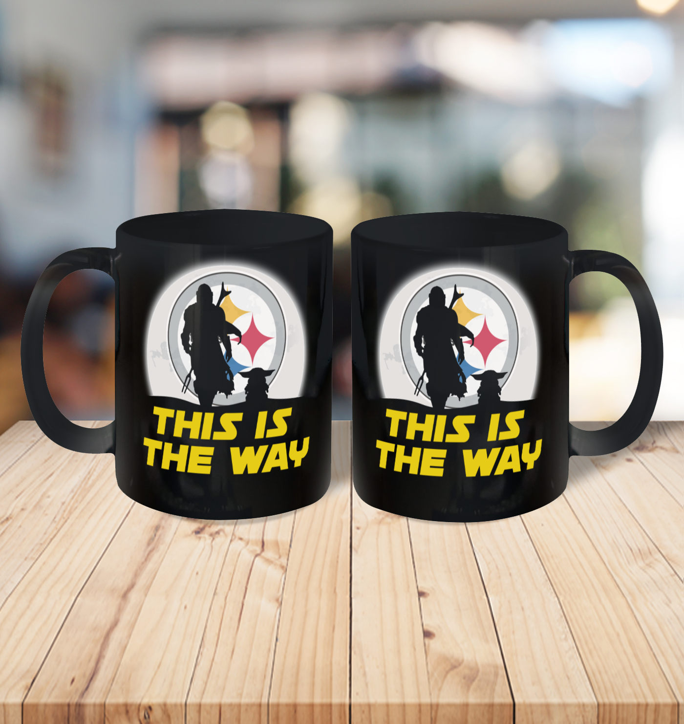 Pittsburgh Steelers NFL Football Star Wars Yoda And Mandalorian This Is The Way Ceramic Mug 11oz 3