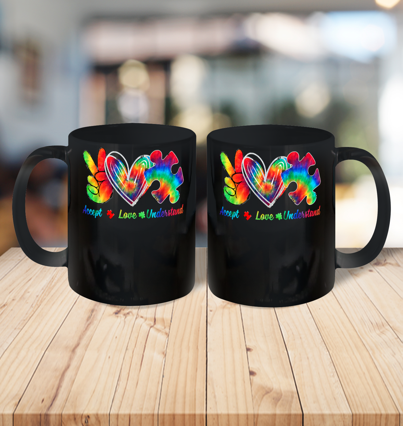 Autism Awareness Accept Understand Love Autism Mom Tie Dye Fitted Ceramic Mug 11oz 3