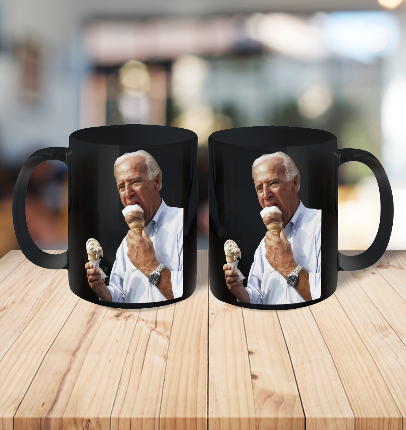 Joe Biden Eating Ice Cream Ceramic Mug 11oz 3