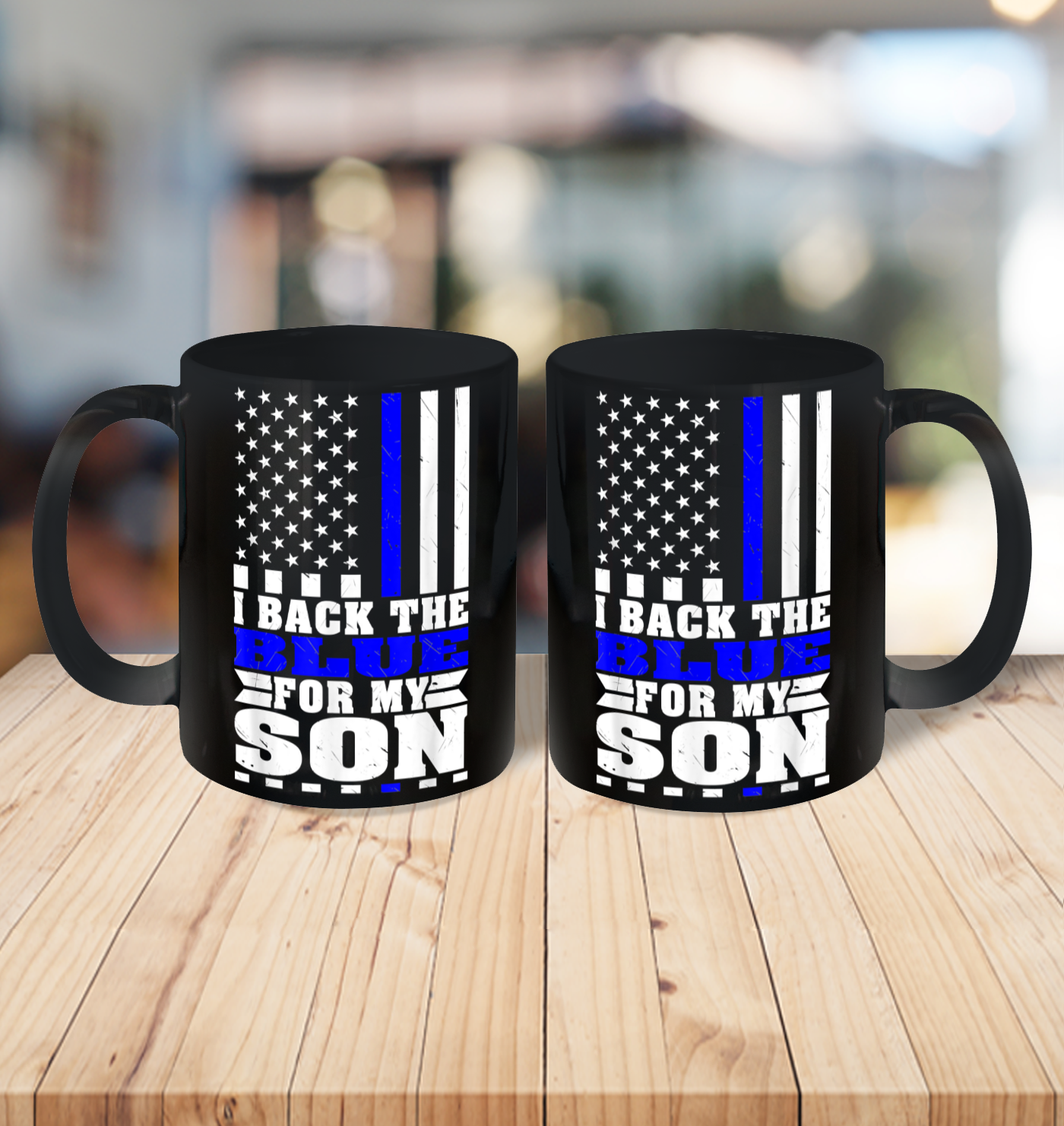 I Back The Blue For My Son Proud Police Mom Dad Cops Parent Thin Blue Line Ceramic Mug 11oz 3