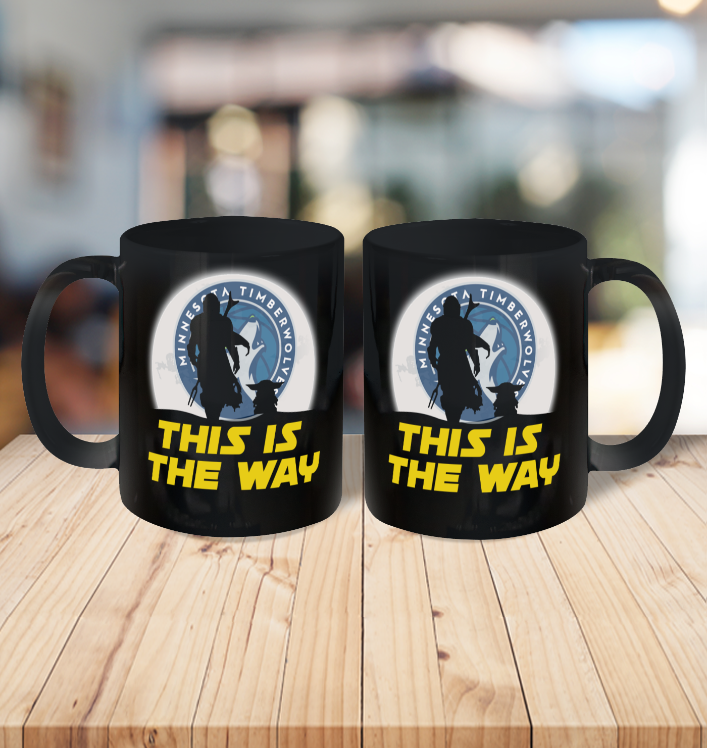 Minnesota Timberwolves NBA Basketball Star Wars Yoda And Mandalorian This Is The Way Ceramic Mug 11oz 3