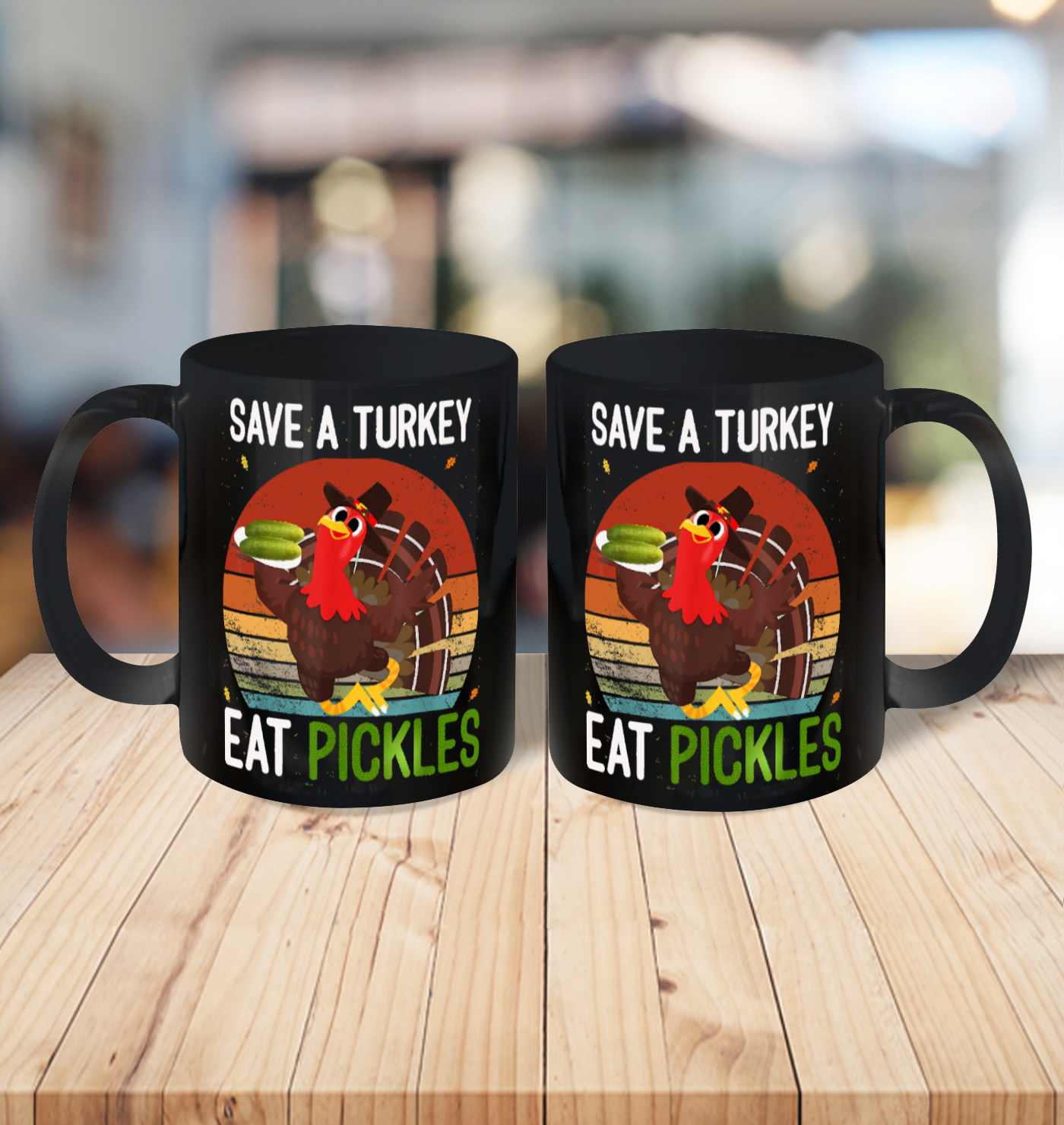 Save A Turkey Eat A Pickles Funny Thanksgiving Costume Ceramic Mug 11oz 6