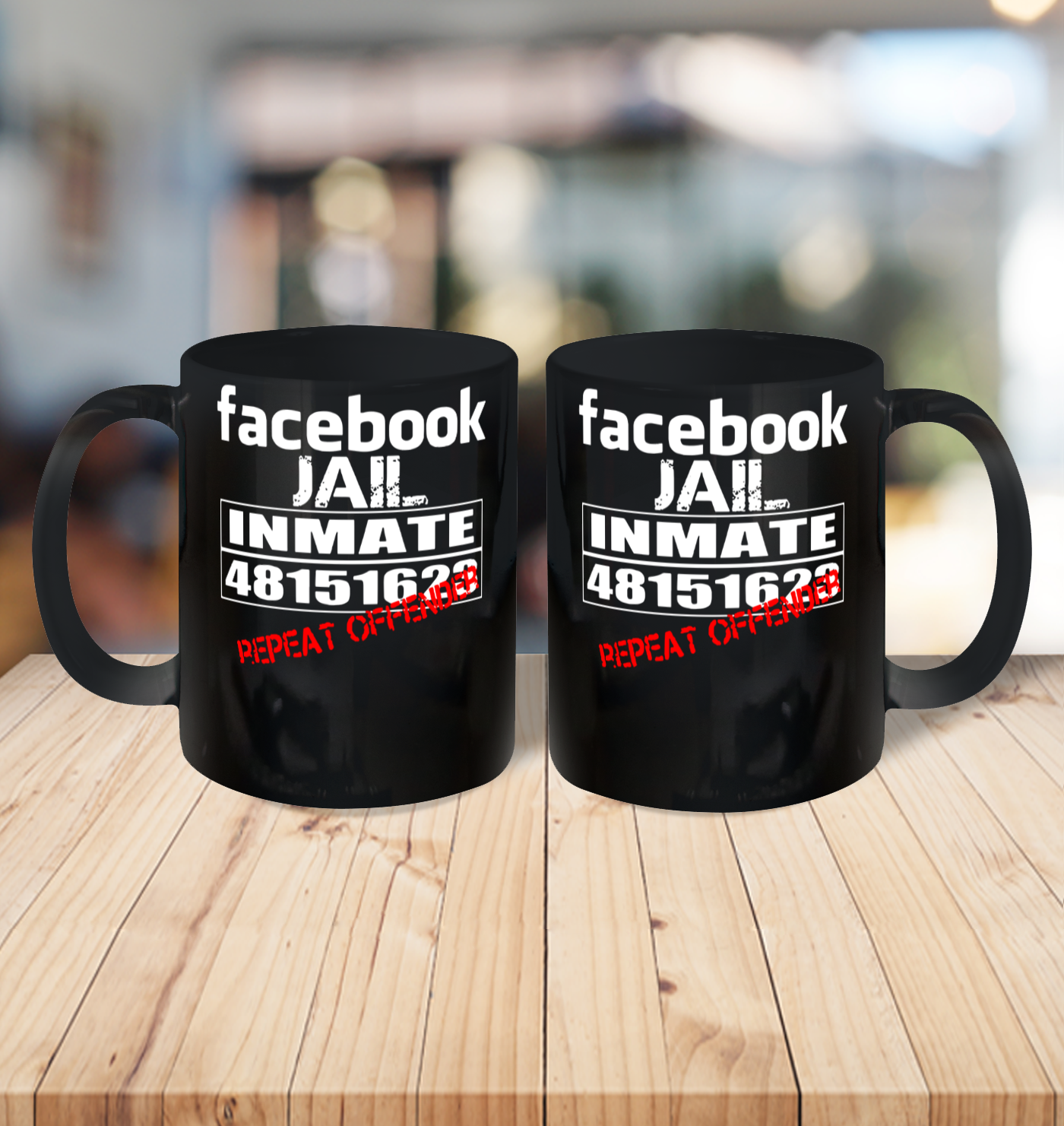 Facebook Jail tshirt Inmate 48151623 Repeat Offender Ceramic Mug 11oz 3