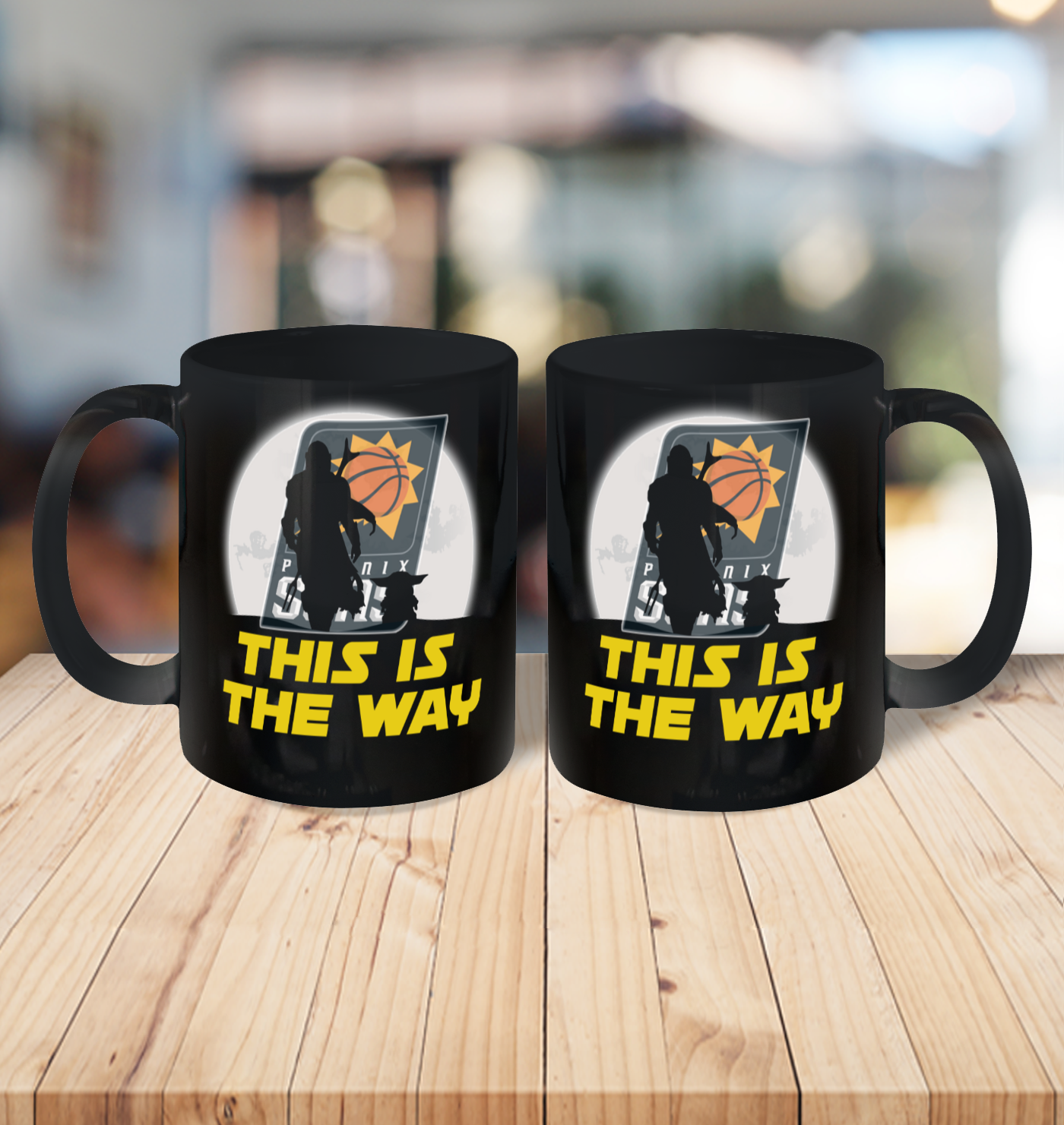 Phoenix Suns NBA Basketball Star Wars Yoda And Mandalorian This Is The Way Ceramic Mug 11oz 3