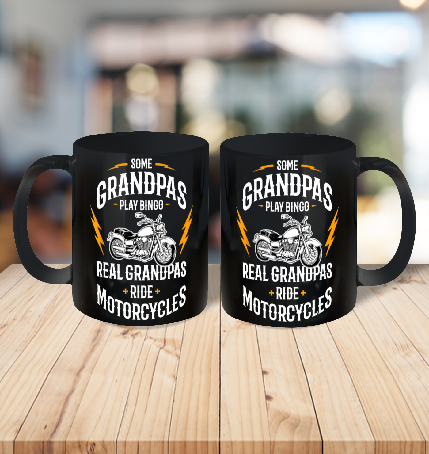 Mens Some Grandpas Play Bingo Real Grandpas Ride Motorcycles Ceramic Mug 11oz 3
