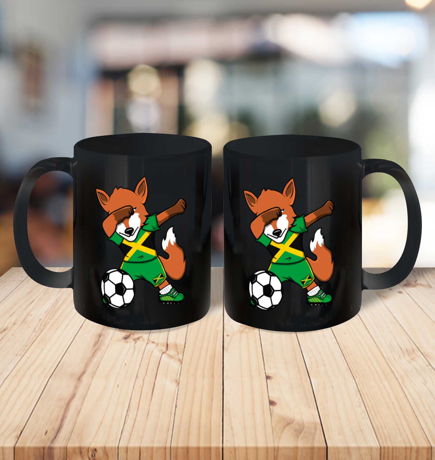 Dabbing Fox Jamaica Soccer Fans Jersey Jamaican Football Fan Ceramic Mug 11oz 4