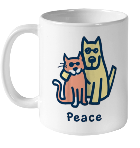 Cat Mom Dog Mom Peace Together I Love Pets Ceramic Mug 11oz