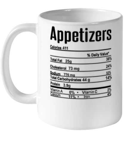 Thanksgiving Christmas Appetizers Nutrition Fact Ceramic Mug 11oz