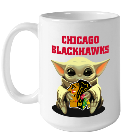 ez7z baby yoda hugs the chicago blackhawks ceramic mug 150 54 front white