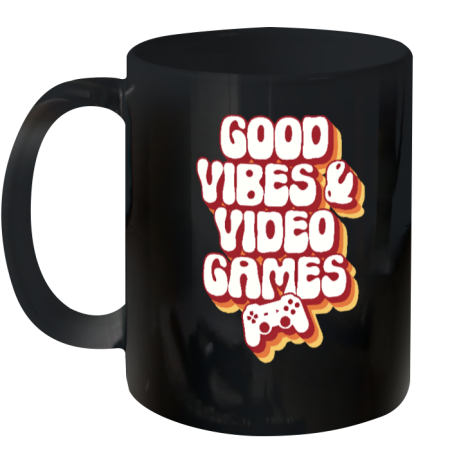 Mirandalorian Store Good Vibes & Video Games Retro Ceramic Mug 11oz