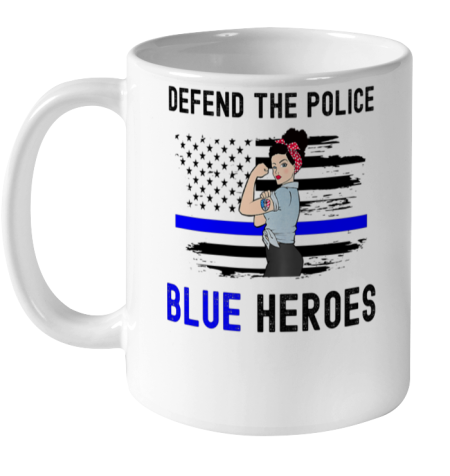 Defend The Blue Shirt  Womens Defend The Police Back The Blue Law Enforcement Ceramic Mug 11oz