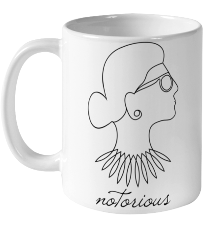 Notorious RBG Ruth Bader Ginsburg Profile Line Drawing Ceramic Mug 11oz