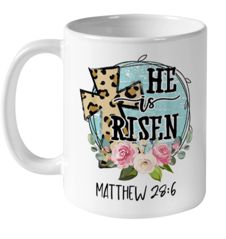 He is Risen Jesus Christian Happy Easter Floral Wreath Ceramic Mug 11oz