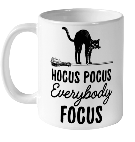 Hocus Pocus Everybody Focus Funny Cat Halloween Teacher Ceramic Mug 11oz