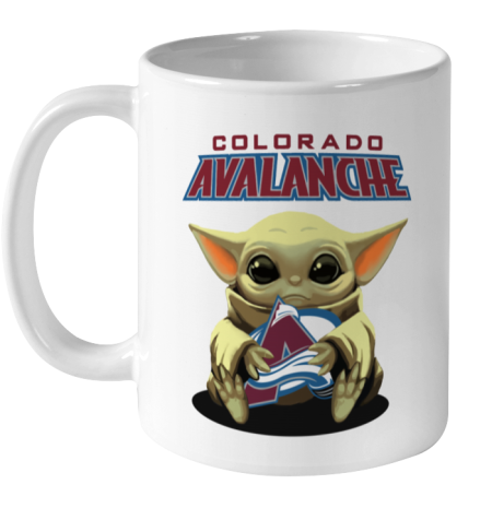 rbq5 baby yoda hugs the colorado avalanche ceramic mug 110 56 front white