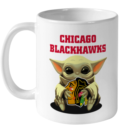 wqlu baby yoda hugs the chicago blackhawks ceramic mug 110 56 front white