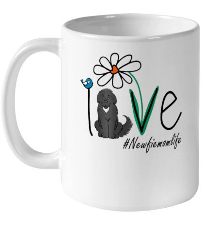 Dog Mom Shirt Cute Love Newfoundland Dog Mom Life Daisy Flower Bird Ceramic Mug 11oz