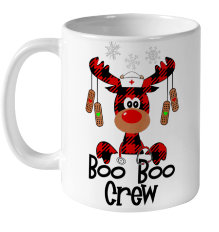 Boo boo crew Reindeer Nurse Christmas buffalo plaid Nursing Ceramic Mug 11oz