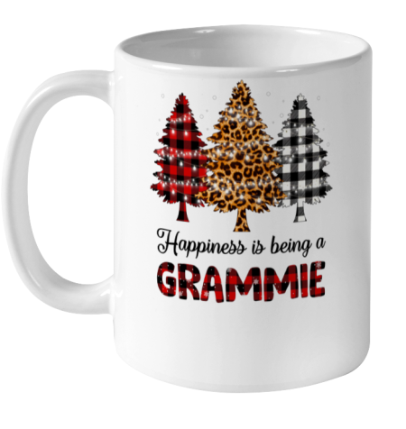Happiness is being a Grammie Leopard plaid Christmas tree Ceramic Mug 11oz
