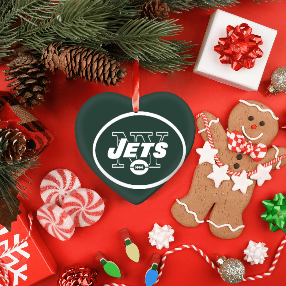 New York Jets NFL Team Spirit Ceramic Heart Ornament