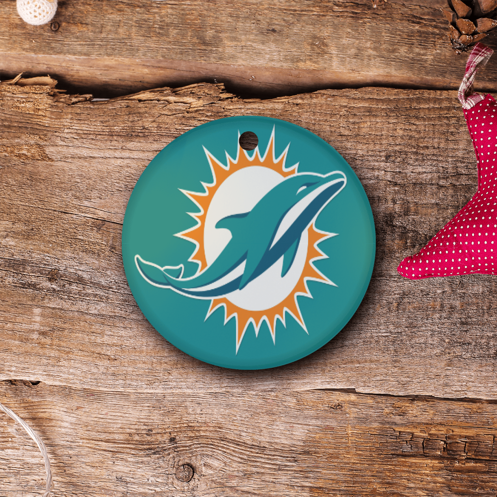 Miami Dolphins NFL Team Spirit Ceramic Circle Ornament