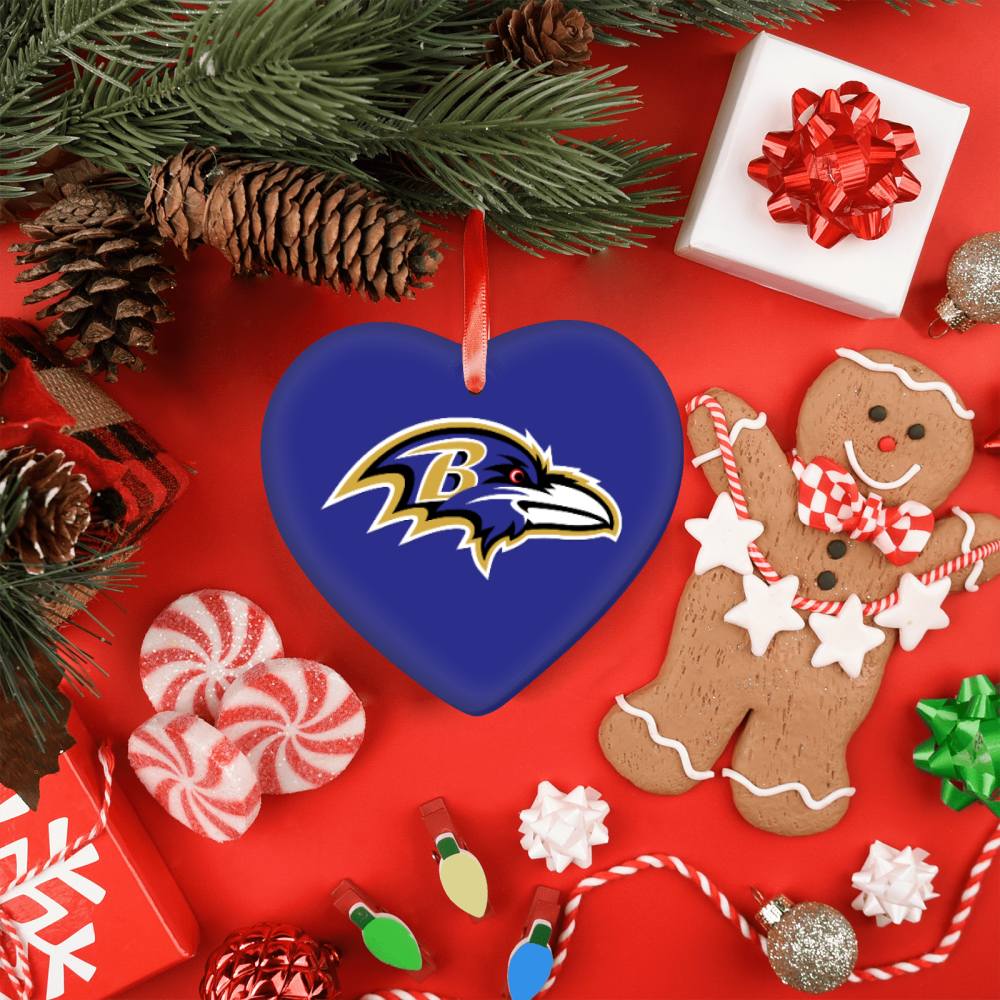 Baltimore Ravens NFL Team Spirit Ceramic Heart Ornament