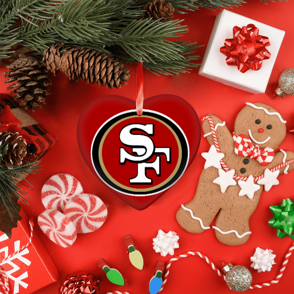 San Francisco 49ers NFL Team Spirit Ceramic Heart Ornament