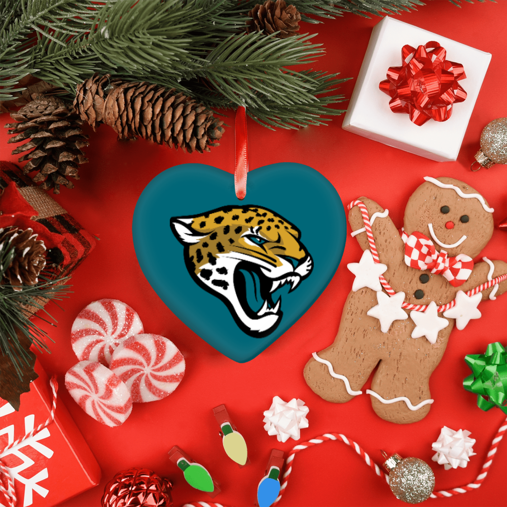 Jacksonville Jaguars NFL Team Spirit Ceramic Heart Ornament