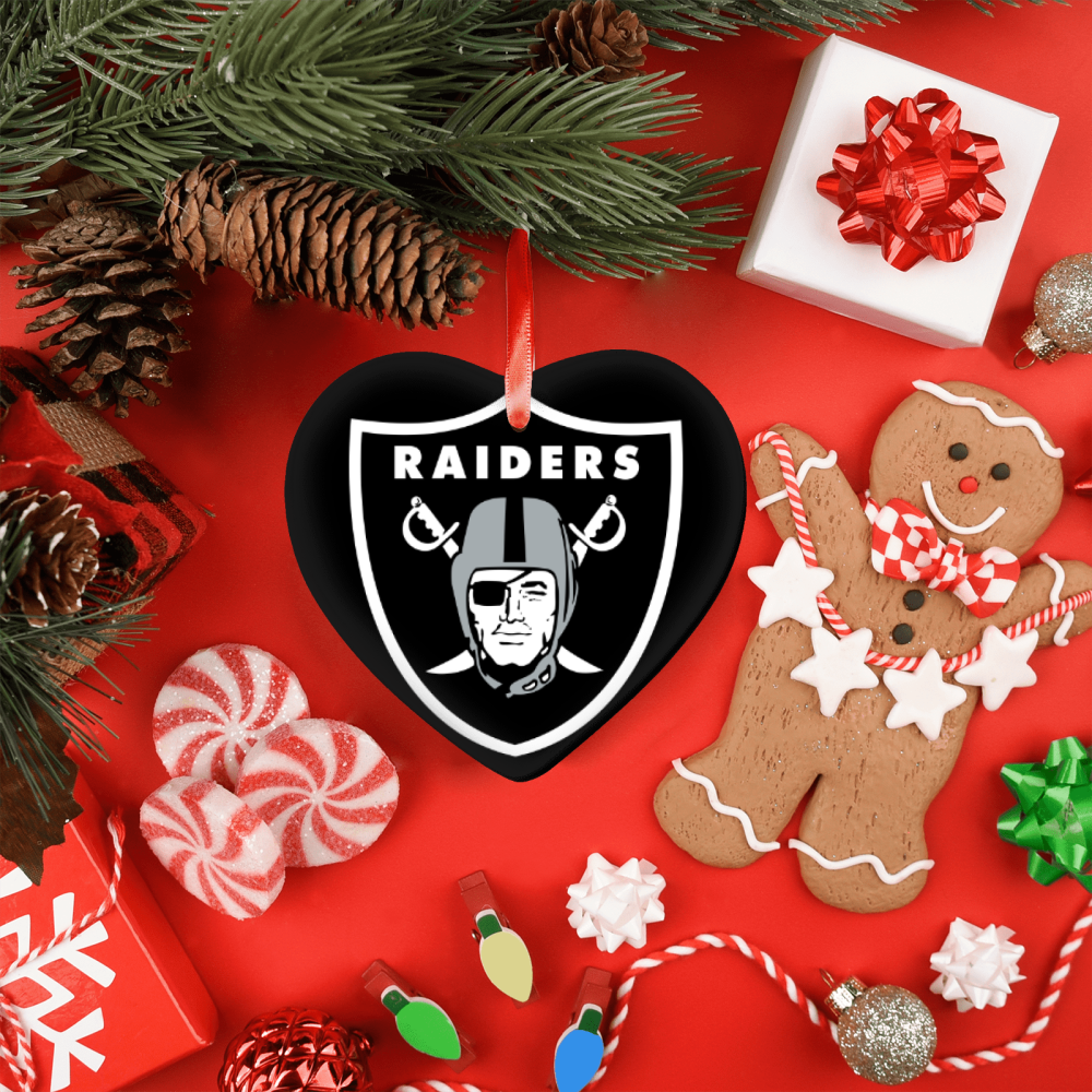 Oakland Raiders NFL Team Spirit Ceramic Heart Ornament