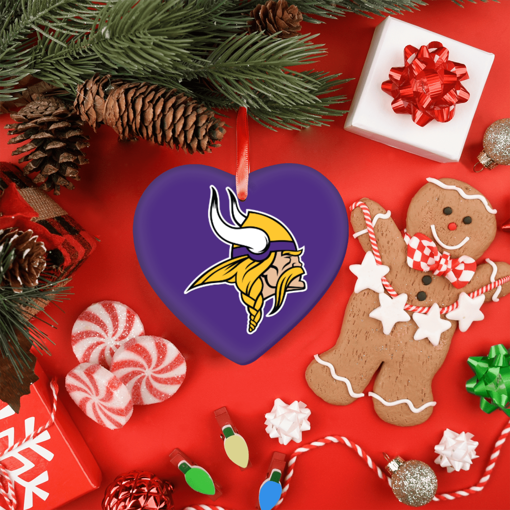 Minnesota Vikings NFL Team Spirit Ceramic Heart Ornament