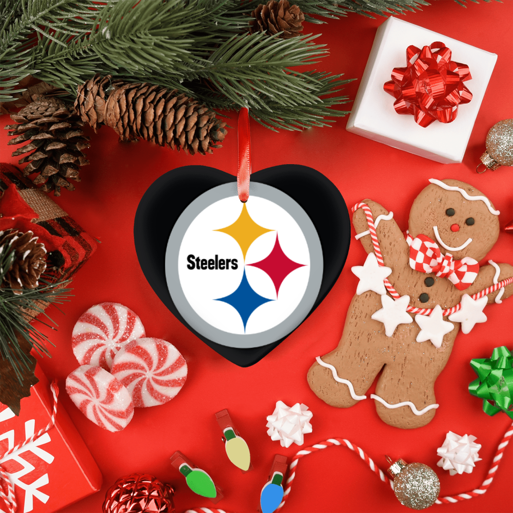 Pittburg Steelers NFL Team Spirit Ceramic Heart Ornament