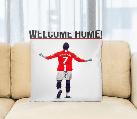 Welcome Home  Cristiano Ronaldo  Manchester United Square Pillow