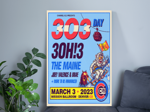 303 Day 3oh3 The Maine March 3 Denver CO 2022 Poster